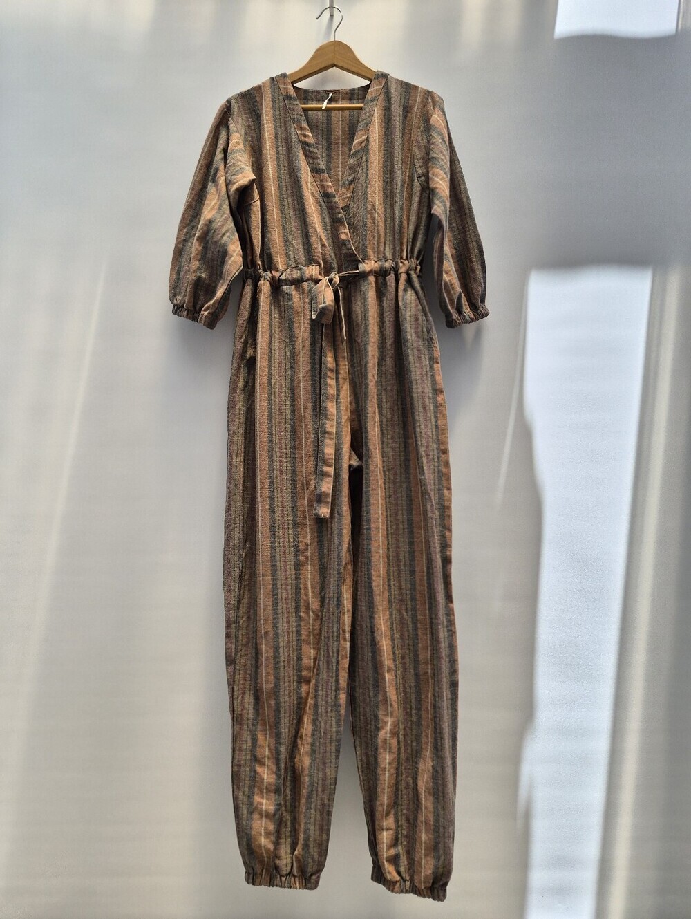 Free People Loveland Metallic Striped Jumpsuit M Excellent Whimsigoth 70s Boho